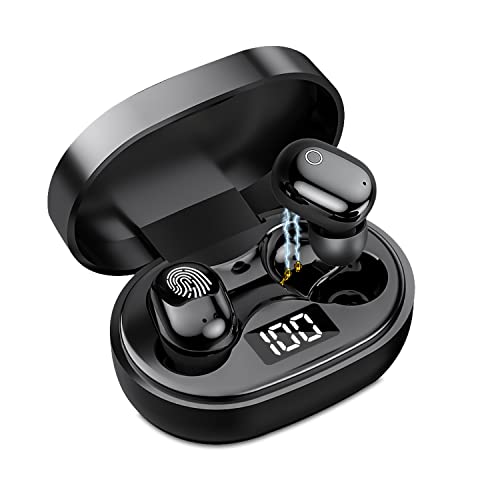 KO-STAR True Wireless Earbuds, 5.1 Bluetooth Earbuds, Mini in-Ear Earbuds with Mic, LED Display, HiFi Stereo, 20Hs Playtime Bluetooth Headphones with Charging Case for Sports/Work/Travel-Black T8