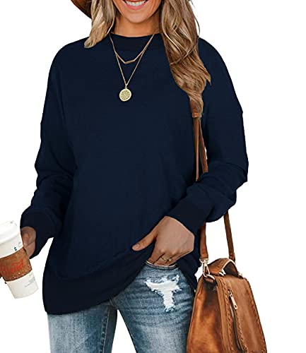 Oversized Sweatshirts for Women Black Loose Casual Sweaters Winter Clothes Navy Blue M