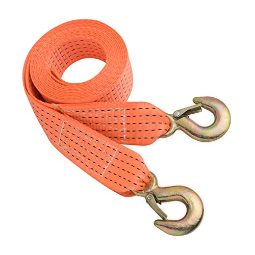 Yision Tow Strap with Safety Hooks 2in x 13Ft Recovery Strap 10,000LB Break Strengthened Towing Rope for Towing Vehicles in Roadside Emergency, Orange