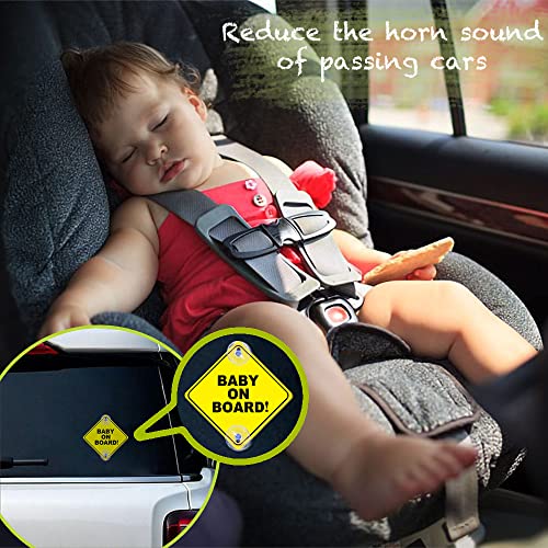 2PCS Baby On Board Signs with Suction Cups, 5″x5″ Reusable Baby Safety Warning Decal for Car Windows | The Storepaperoomates Retail Market - Fast Affordable Shopping