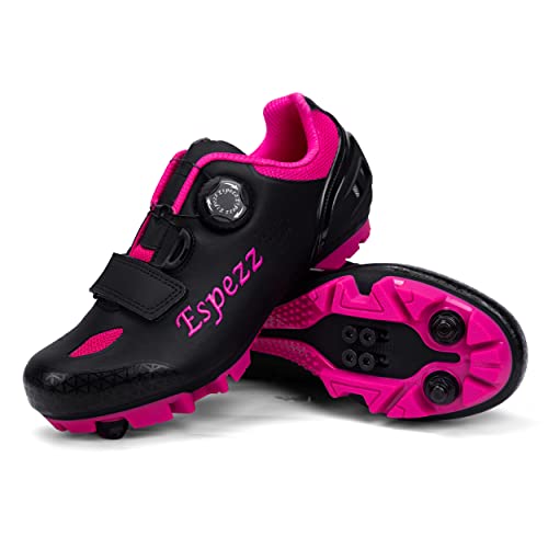 Espezz Womens Mountain Cycling Shoes Women Lock MTB Bike Shoes Outdoor SPD Bicycle Shoes for Womens BLK 9