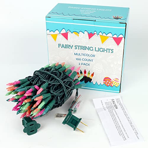 WATERGLIDE 2 Pack Easter String Lights, Christmas Lights, 100 Count 20FT Green Wire Mini Pastel Fairy Lights, 120V UL Certified for Patio Wreath Garland Garden Outdoor Indoor Decoration, Multicolor | The Storepaperoomates Retail Market - Fast Affordable Shopping