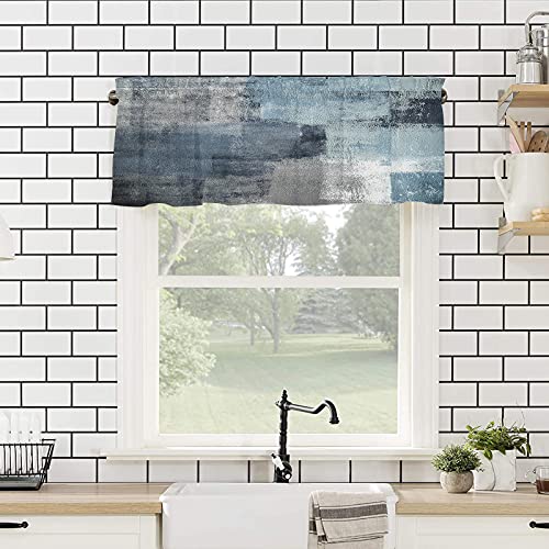 Window Valances Oil Painting Style Artistic Smear Abstract Geometric Grey Valance for Living Room, Rod Pocket Valances Small Kitchen Curtain Valance Light Filtering Bathroom Decor Curtain 54×18 Inch | The Storepaperoomates Retail Market - Fast Affordable Shopping
