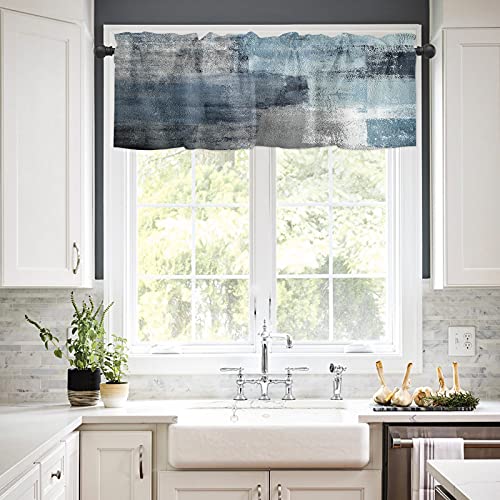 Window Valances Oil Painting Style Artistic Smear Abstract Geometric Grey Valance for Living Room, Rod Pocket Valances Small Kitchen Curtain Valance Light Filtering Bathroom Decor Curtain 54×18 Inch | The Storepaperoomates Retail Market - Fast Affordable Shopping