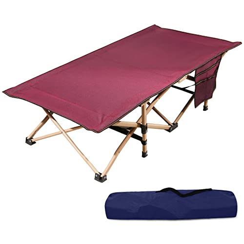 RedSwing Portable Toddler Cots for Sleeping, Sturdy Folding Kids Cot for Camping Indoor Outdoor, Easy to Carry, 53”x26” Wine Red