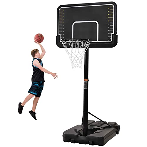 Ralch Wyscom Adjustable Basketball Hoop Goal with Vertical Jump Measurement, Portable and Mobile with Wheels Outdoor,6.6-10ft Height Easy Adjustment for Adults