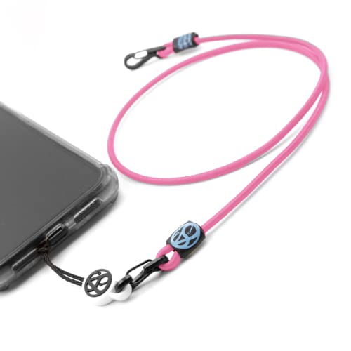 Sports Phone Anchor – Aussie Made Tough Outdoors Lanyard Secure Bungie Cord Leash Tangle Free Tether Protects Phone ProCam Keys Wallet (Pink)