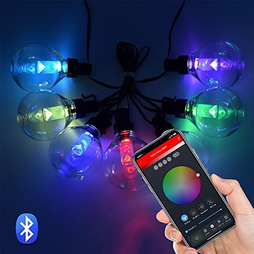 Smart String Lights, Outdoor Lights RGBW Color Changing, Remote Control, Dimmable, LED for Christmas Wedding Party Home Garden Indoor Decorations (Transparent Plastic Bulb), XS-G40, Multicolor