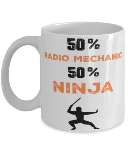 Radio Mechanic Ninja Coffee Mug, Radio Mechanic Ninja, Unique Cool Gifts For Professionals and co-workers