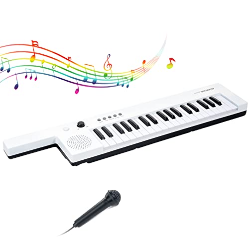 37 Key Piano Keyboard,Portable Electronic DIgital Piano Piano Guitar Keyboard Education Musical Instrument for Music Beginners,birthday gift Christmas gift (White)