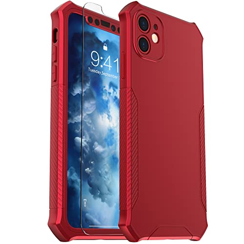 ORETech Designed for iPhone 11 Case, with[2 x Tempered Glass Screen Protector][Full Camera Lens Protection] Square Edge Shockproof Soft TPU+Hard PC Anti-Slip Phone Case for iPhone 11 Case-6.1″ Red | The Storepaperoomates Retail Market - Fast Affordable Shopping