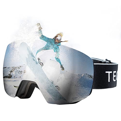 TECYOUNG Ski Goggles Snow Goggles ,OTG Snowboard Goggles Magnetic Lens Anti-Fog for Men,Women with UV400 Protection