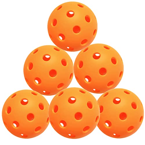 wakdop Franklin Outdoor Pickleball Balls, High Elasticity Pickle Balls for Outdoors and Indoor Courts, 26 Precisely Drilled Holes Pack of 6 Orange