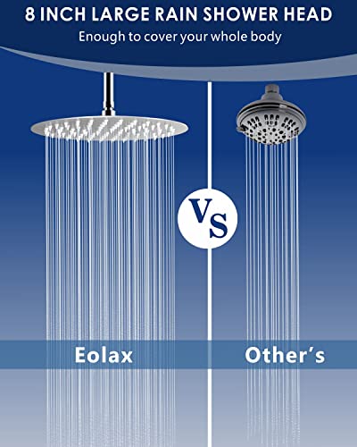8” Rain Shower Head with 11” Adjustable Extension Arm – Eolax High Pressure Rainfall Showerhead Solve Low Water Pressure and Flow – Bathroom Fixed Shower Heads Made of 304 Stainless Steel – Chrome | The Storepaperoomates Retail Market - Fast Affordable Shopping