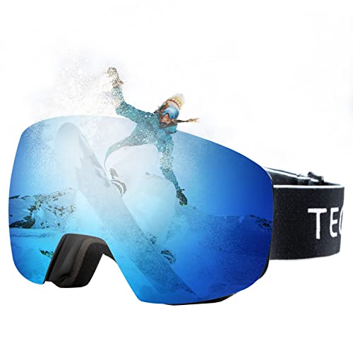TECYOUNG Ski Goggles Snow Goggles ,OTG Snowboard Goggles Magnetic Lens Anti-Fog for Men,Women with UV400 Protection