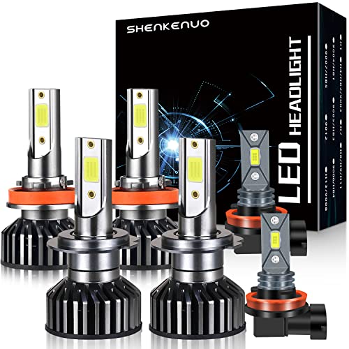 SHENKENUO Fit For FORD FUSION (2006-2018) H7+H11 High/Low Beam LED Headlight Bulbs + H8 LED Fog Light Bulbs,Pack of 6