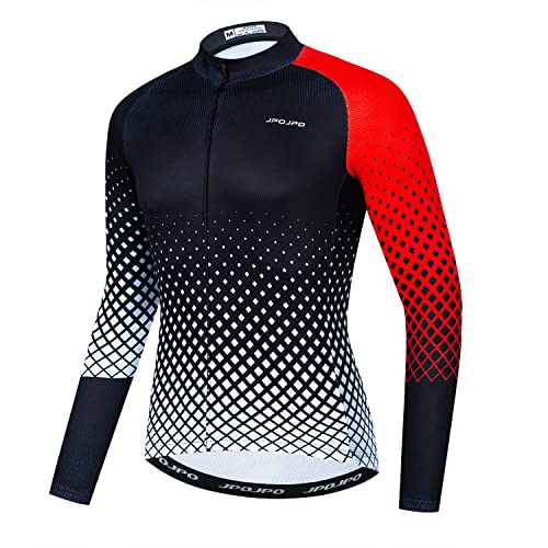 TELEYI Men’s Cycling Jersey Biking Shirts Long Sleeve Clothing Full Zipper Tops Bicycle Jacket with Pockets