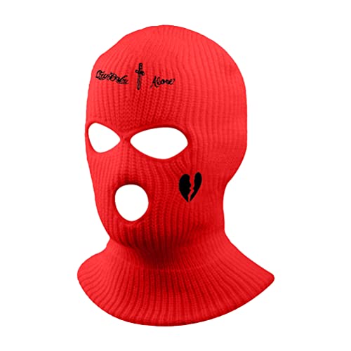 Desire Sky 3 Hole Knitted Hat, Balaclava Hat, Suitable for Outdoor Cycling, Skiing and Running, Red