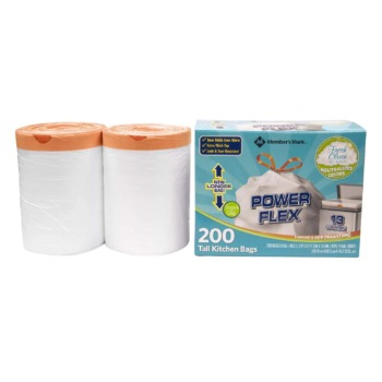 Members Mark 13 gal Power Flex, Leak Protection, Tall Kitchen Simple Fit Drawstring Bags (1-Pack, Fresh Clean Scent) | The Storepaperoomates Retail Market - Fast Affordable Shopping