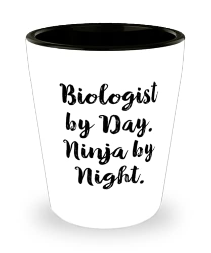 Biologist Gifts For Coworkers, Biologist by Day. Ninja by Night, Love Biologist Shot Glass, Ceramic Cup From Friends