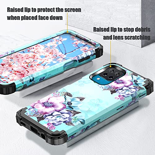 Casetego Compatible with Galaxy A12 Case,Floral Three Layer Heavy Duty Sturdy Shockproof Full Body Protective Cover Case for Samsung Galaxy A12,Blue Flower | The Storepaperoomates Retail Market - Fast Affordable Shopping