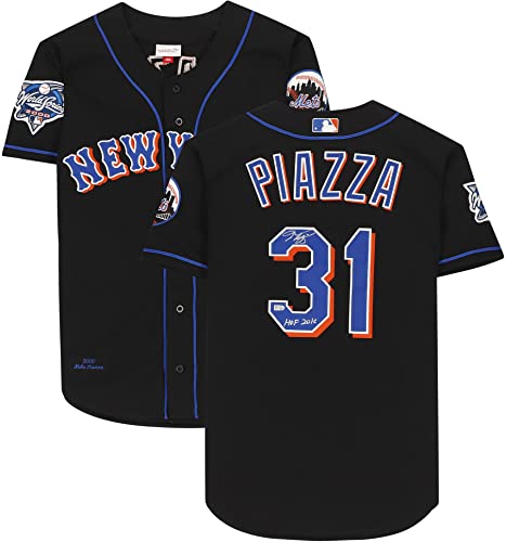 Mike Piazza New York Mets Autographed Mitchell and Ness 2000 World Series Black Authentic Jersey with”HOF 2016″ Inscription – Autographed MLB Jerseys