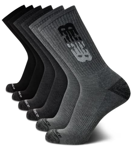 New Balance Men’s Moisture Wicking Cushioned Crew Socks (6 Pack), Size Shoe size: 6-12.5, Assort