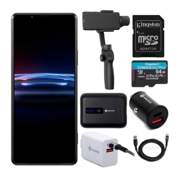 Sony Xperia PRO-I Unlocked 5G Smartphone Essentials Bundle with Handheld 3-Axis Gimbal Stabilizer (7 Items)
