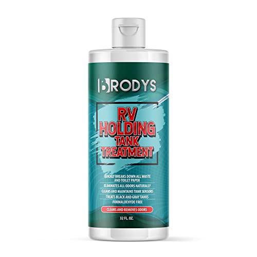 BRODYS – RV Holding Tank Treatment – Black and Gray – Odor Eliminator and Breaks Down Waste – 32oz (The Must Have Item for All RVs, Marine and Camping)