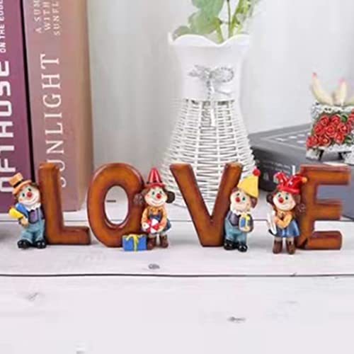 YSP-MALL Clowns Love Letters Bundle Figurines,Cute Statues for Home Decor Accents,Decorative Creative Crafts Dolls Ornaments Collection Sculptures Garden