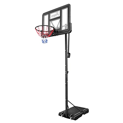 Portable Basketball System Basketball Hoop & Goal with 44in Backboard, Breakaway Rim, 10ft Max Adjustable Height Backyard Garden Game for Youth, Adult