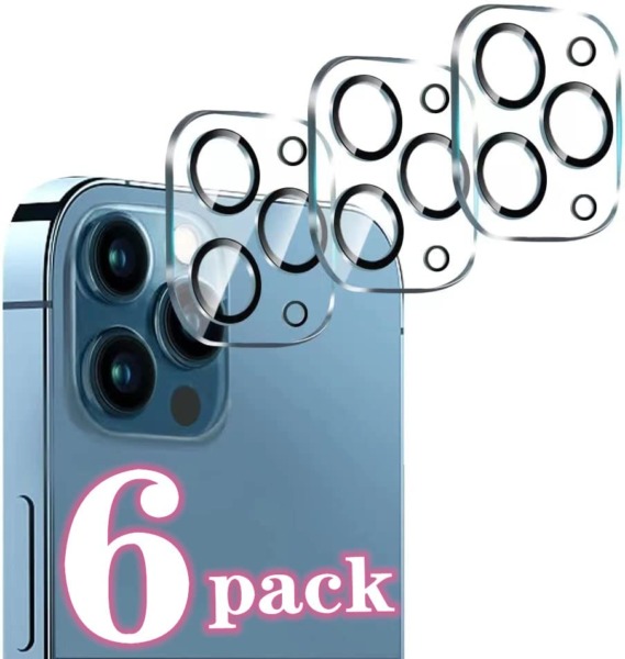 [6 Pack] OuYteu Tempered Glass Camera Lens Protector for iPhone 13 Pro 6.1″, iPhone 13 Pro Max 6.7″, 9H Hardness, Ultra HD Clear, Anti-Scratch, Easy to Install, Case Friendly [Does not Affect Night Shots]