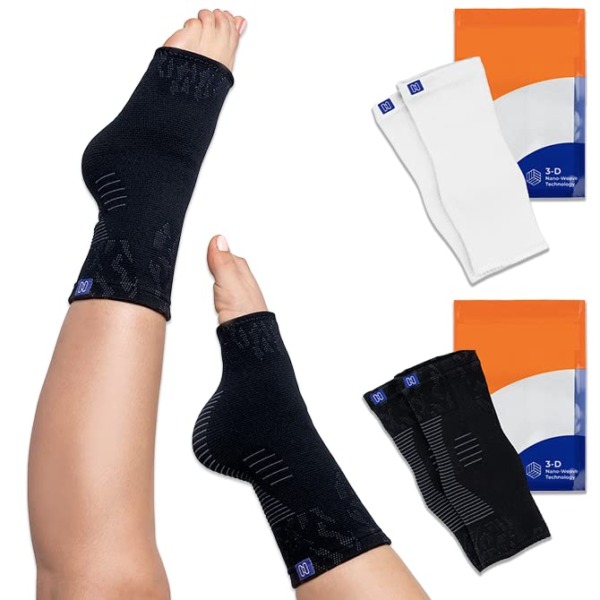 NanoSocks Compression Socks for Women & Men (1 Pair) – BEST Ankle Brace Support Sleeve for Neuropathy, Plantar Fasciitis, Diabetic Foot Nerve Pain Relief – Toeless (Large, Black)