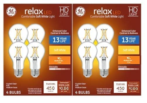 GE Relax 40-Watt EQ A19 Soft White Dimmable LED Light Bulb (8-Pack)