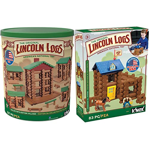 Lincoln Logs-Collector’s Edition Village-327 Pieces-Real Wood Logs-Ages 3+ – Best Retro Building Gift Set & Horseshoe Hill Station-83 Pieces-Real Wood Logs – Ages 3+