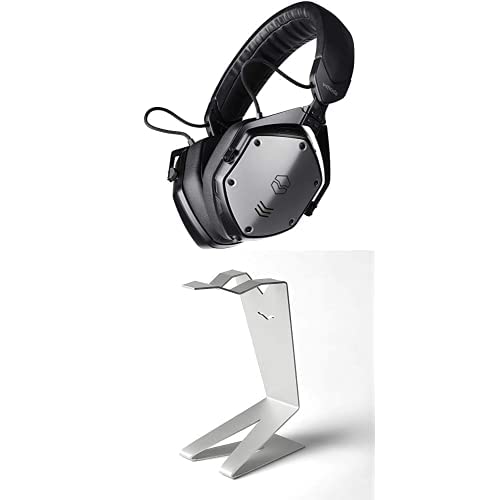 V-MODA M-200 ANC Noise Cancelling Wireless Bluetooth Over-Ear Headphones, Matte Black with Free V-MODA V-Man Universal Headphone Stand – Silver