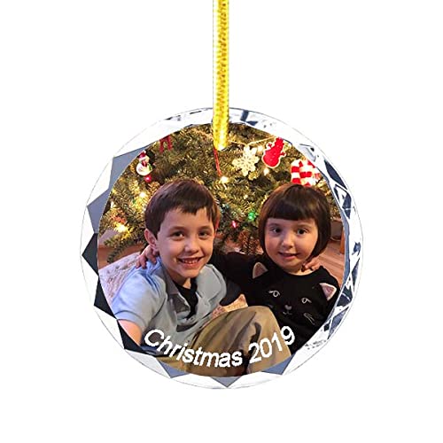 Personalized Color Photo Christmas Crystal Ornament Gift, High Definition Xmas Holiday Photo on Ornament Crystal with Your Uploaded Picture, Custom 3D Glass Picture Ornament Ready to Hang on The Tree