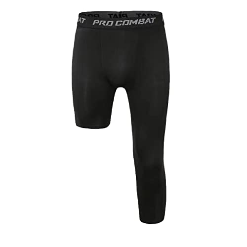 Jonscart Men’s 3/4 One Leg Compression Capri Tights Pants Athletic Base Layer Underwear (Black-L,XL)
