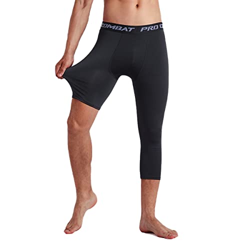 Jonscart Men’s 3/4 One Leg Compression Capri Tights Pants Athletic Base Layer Underwear (Black-L,XL) | The Storepaperoomates Retail Market - Fast Affordable Shopping