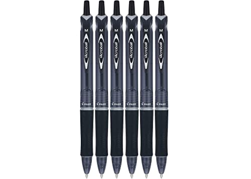 PILOT Acroball Colors Advanced Ink Refillable & Retractable Ball Point Pens, Medium Point, Black Ink, 6 Pack