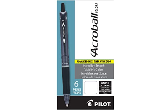 PILOT Acroball Colors Advanced Ink Refillable & Retractable Ball Point Pens, Medium Point, Black Ink, 6 Pack | The Storepaperoomates Retail Market - Fast Affordable Shopping