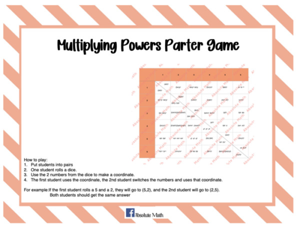 Multiplying Powers Partner Game