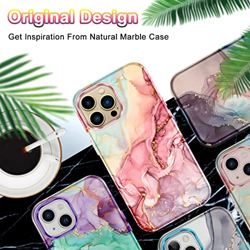 Btscase Compatible with iPhone 13 Pro Max Case 6.7 Inch 2021,Marble Pattern 3 in 1 Heavy Duty Shockproof Full Body Rugged Hard PC+Soft Silicone Drop Protective Women Girl Phone Cases, Rose Gold | The Storepaperoomates Retail Market - Fast Affordable Shopping