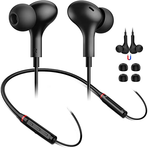 Bluetooth Neckband Headphones for Samsung S22 Ultra S23 in-Ear Magnetic Earbuds Noise Canceling Bass Stereo Sound Mic Wireless Earbuds for iPhone 14 13 Galaxy Fold4 Flip3 S21 A53 A54 A14 Pixel 7 Pro 6