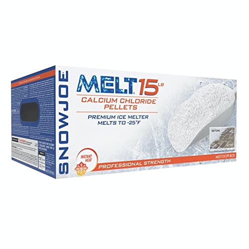 Snow Joe MELT15CPP-BOX Pure Calcium Chloride Ice Melt Pellets, White