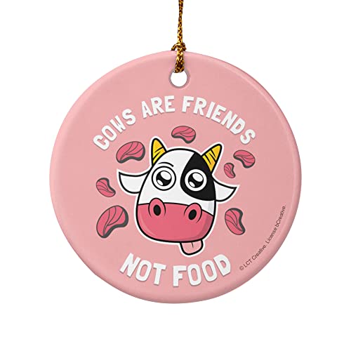 GRAPHICS & MORE Cows are Friends Not Food Vegan Vegetarian Funny Humor Porcelain Holiday Christmas Tree Ornament – 2.8″ (7.1 cm)