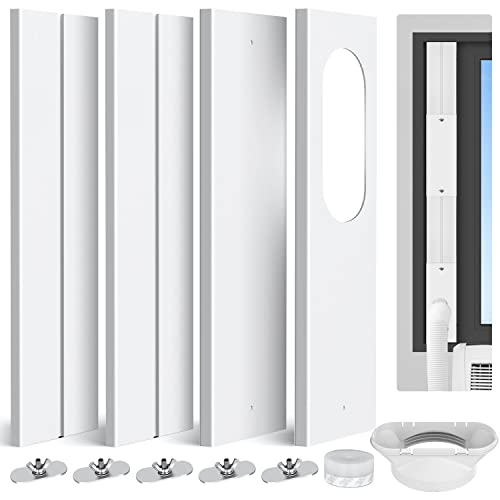 KGDJS Portable AC Window Kit, Universal Portable Air Conditioner Window Kit with AC Seal Panel, Adjustable Sliding AC Window Vent Kit for Vertical/Horizontal Window, Fit for 5.0″ Exhaust Hose