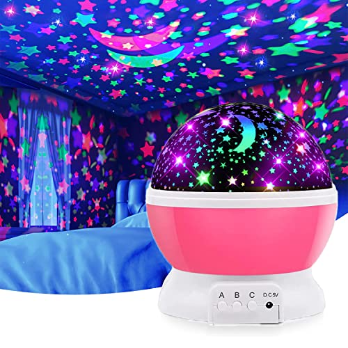 Star Projector Night Light for Kids, Birthday Fun Gifts for 1-4-6-14 Year Old Toy Gift for 3-9 Year Old Boys, Projection Lamp for Kids Bedroom, for Child Sleep Peacefully in Dark Stars and Moon