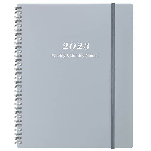 Planner 2023 – Weekly Monthly Planner 2023 from January 2023 – December 2023 with Weekly & Monthly Spreads, 6.25″ x 8.3″, 12 Monthly Tabs, Strong Twin-Wire Binding, Inner Pocket, Elastic Closure