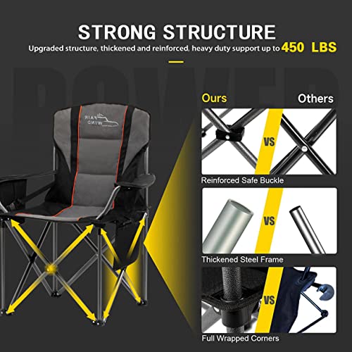 FAIR WIND Oversized Fully Padded Camping Chair with Lumbar Support, Heavy Duty Quad Fold Chair Arm Chair with Cooler Bag – Support 450 LBS | The Storepaperoomates Retail Market - Fast Affordable Shopping